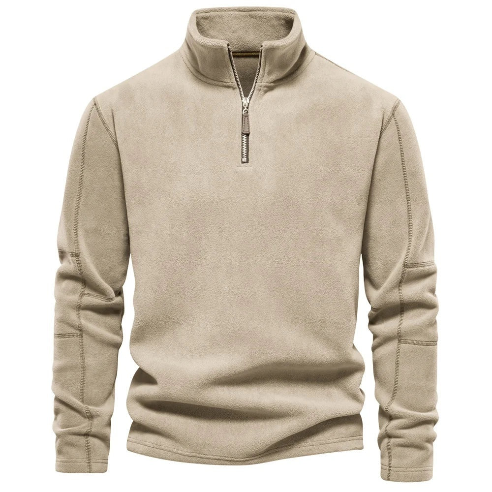 Mens Stand Collar Zipper Sweatshirt Fleece Winter Casual Pullover