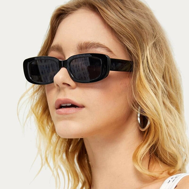 Small Frame Square Sunglasses Olive Green Trendy Fashion Eyewear