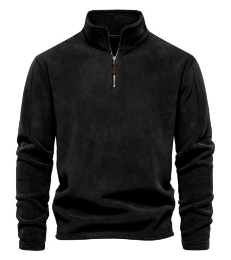 Mens Stand Collar Zipper Sweatshirt Fleece Winter Casual Pullover