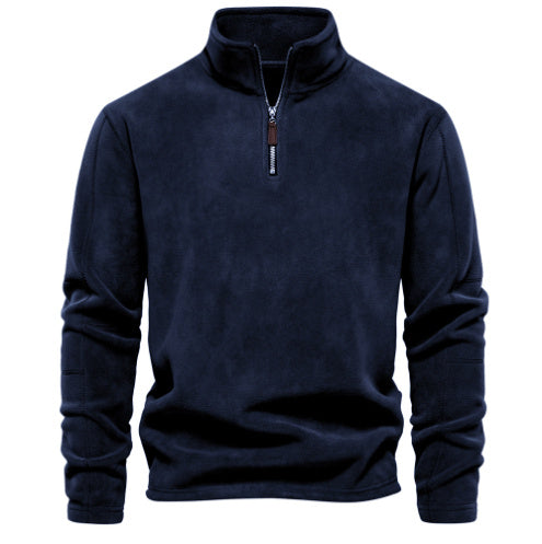 Mens Stand Collar Zipper Sweatshirt Fleece Winter Casual Pullover
