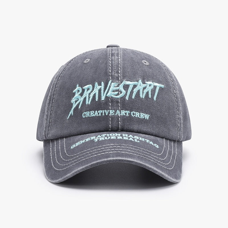 Fashion Curved Brim Embroidery Baseball Cap Washed Casual Hat