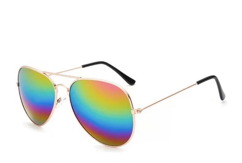Colorful Pilot Sunglasses Reflective Lens Unisex Classic Aviator Style