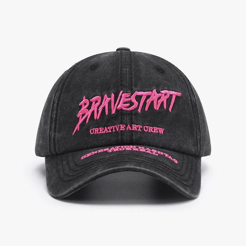 Fashion Curved Brim Embroidery Baseball Cap Washed Casual Hat