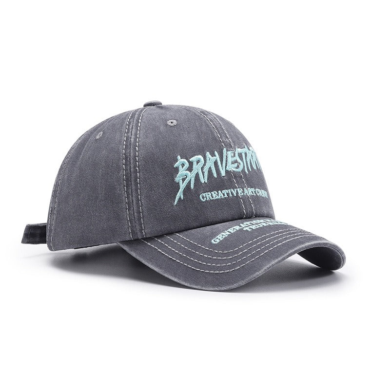 Fashion Curved Brim Embroidery Baseball Cap Washed Casual Hat