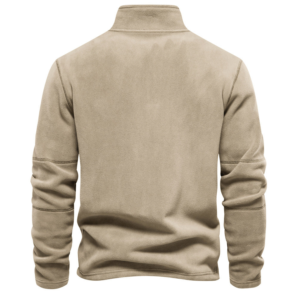 Mens Stand Collar Zipper Sweatshirt Fleece Winter Casual Pullover