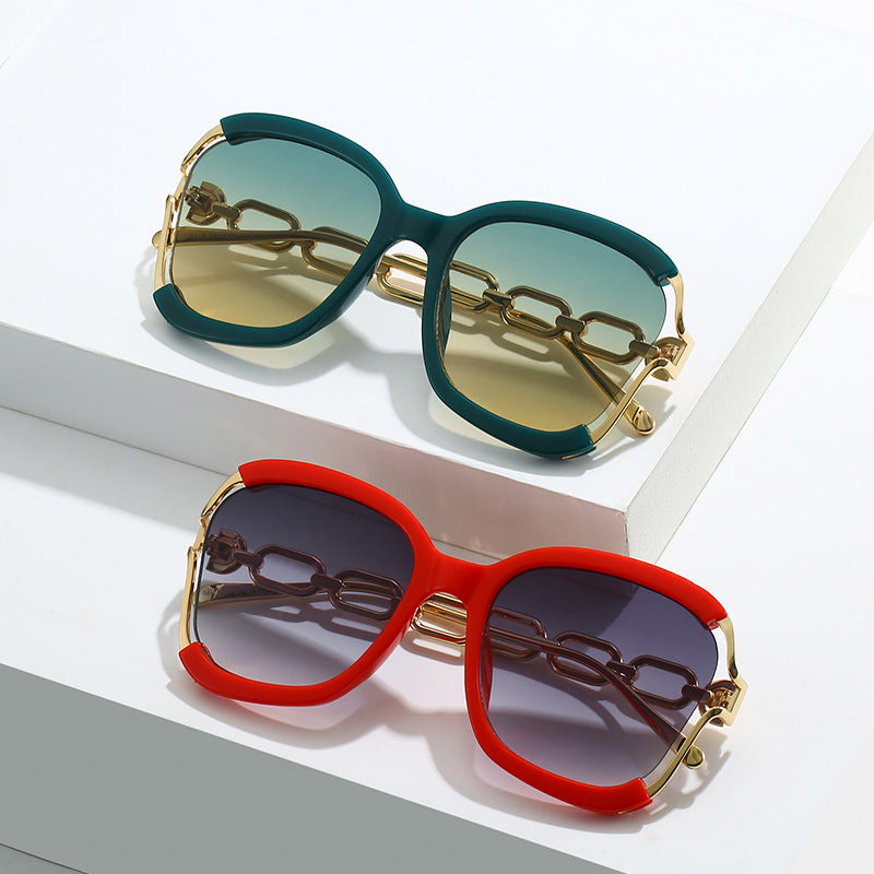 Chain Sunglasses Metal Hollow UV400 Fashion Street Style Glasses