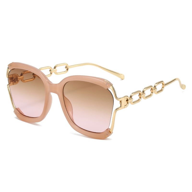 Chain Sunglasses Metal Hollow UV400 Fashion Street Style Glasses