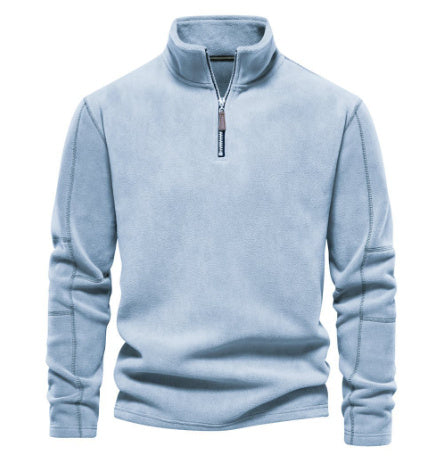 Mens Stand Collar Zipper Sweatshirt Fleece Winter Casual Pullover