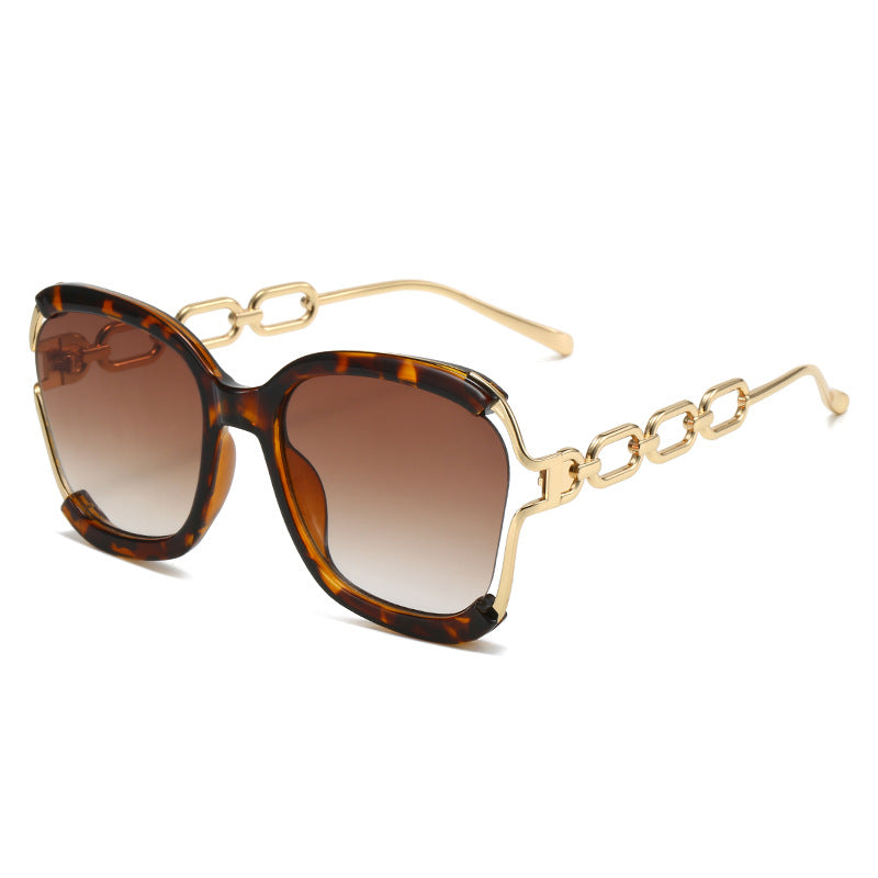 Chain Sunglasses Metal Hollow UV400 Fashion Street Style Glasses