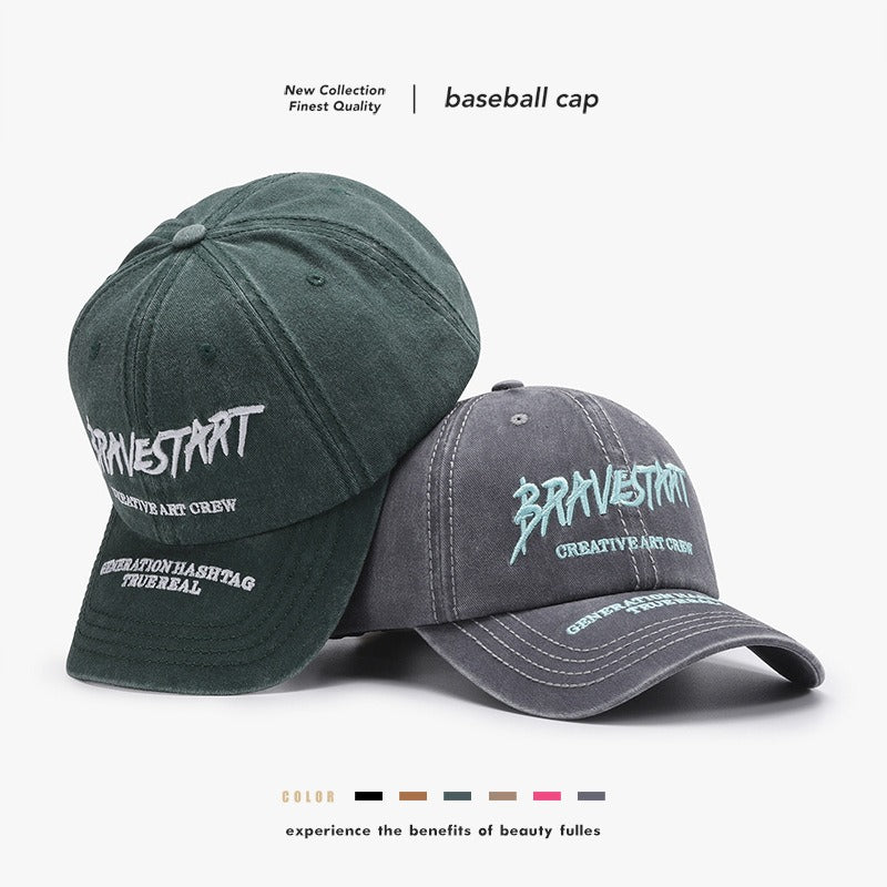 Fashion Curved Brim Embroidery Baseball Cap Washed Casual Hat