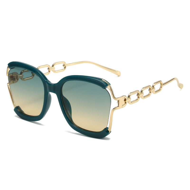 Chain Sunglasses Metal Hollow UV400 Fashion Street Style Glasses