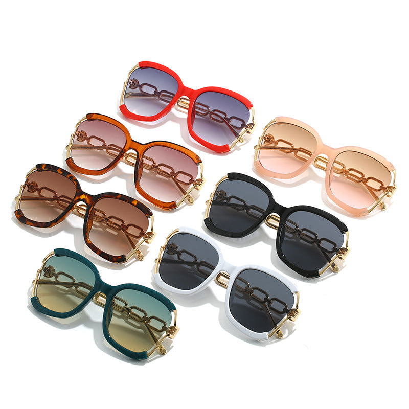 Chain Sunglasses Metal Hollow UV400 Fashion Street Style Glasses