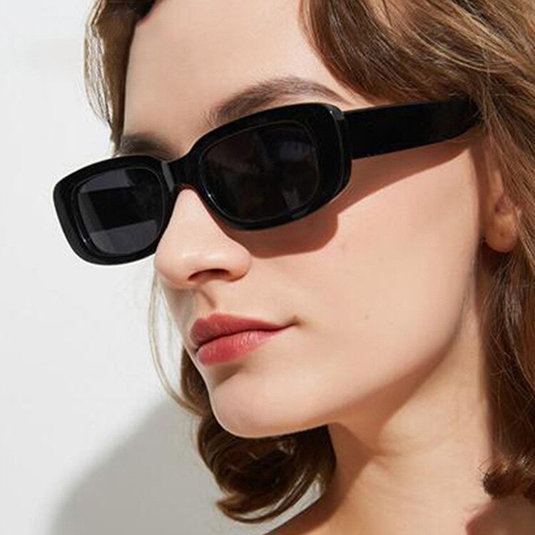Small Frame Square Sunglasses Olive Green Trendy Fashion Eyewear