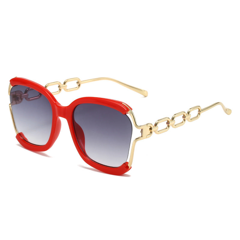 Chain Sunglasses Metal Hollow UV400 Fashion Street Style Glasses