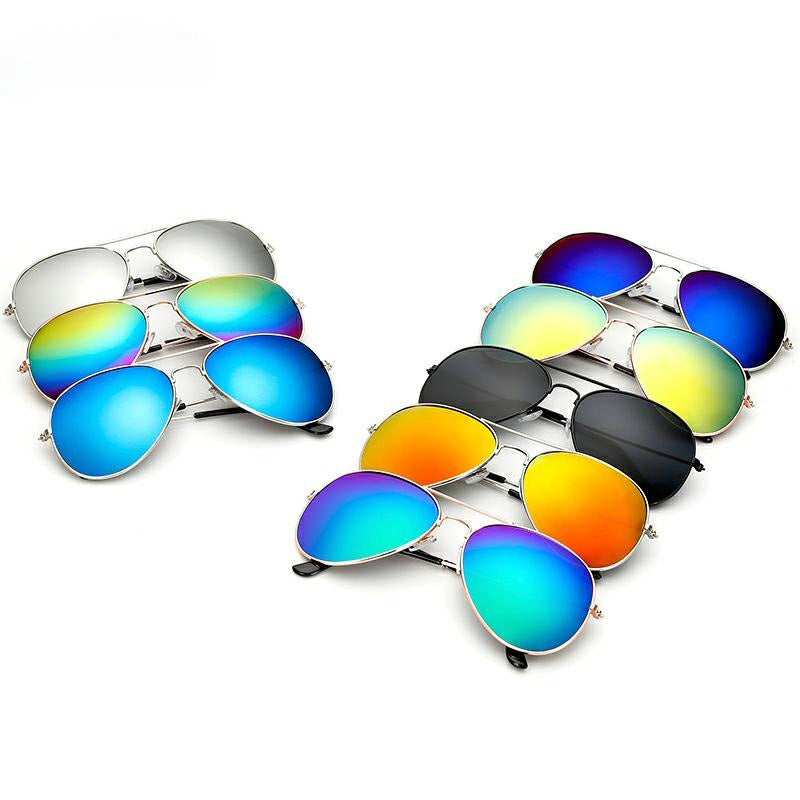 Colorful Pilot Sunglasses Reflective Lens Unisex Classic Aviator Style