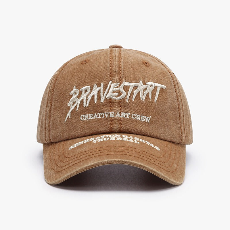 Fashion Curved Brim Embroidery Baseball Cap Washed Casual Hat