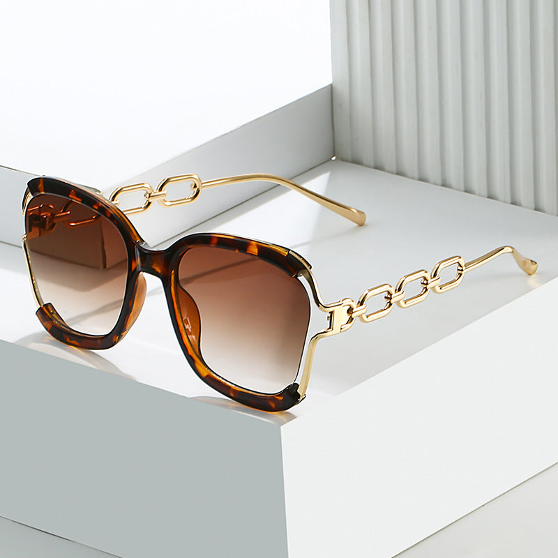 Chain Sunglasses Metal Hollow UV400 Fashion Street Style Glasses