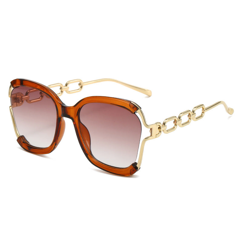 Chain Sunglasses Metal Hollow UV400 Fashion Street Style Glasses