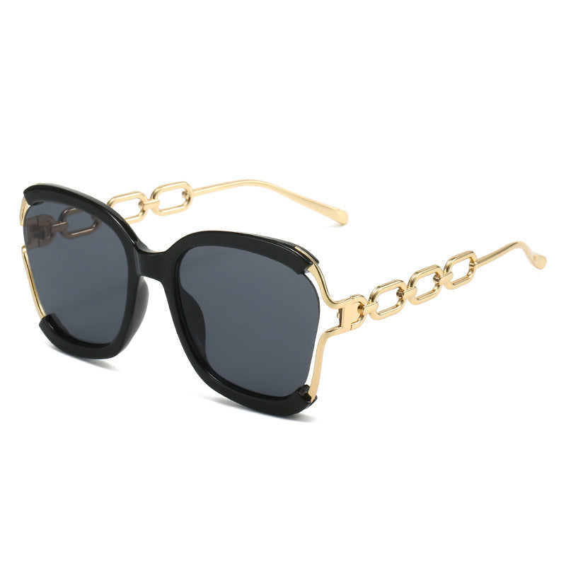 Chain Sunglasses Metal Hollow UV400 Fashion Street Style Glasses