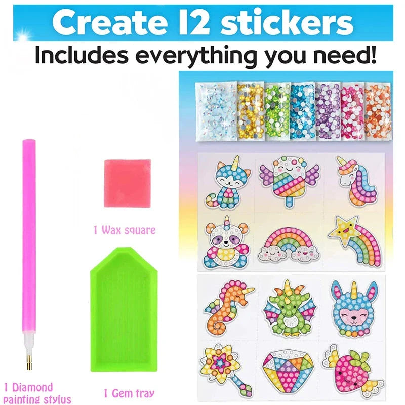 Big Gem Diamond Painting Kit - DIY Mosaic Art & Sticker Craft for Kids