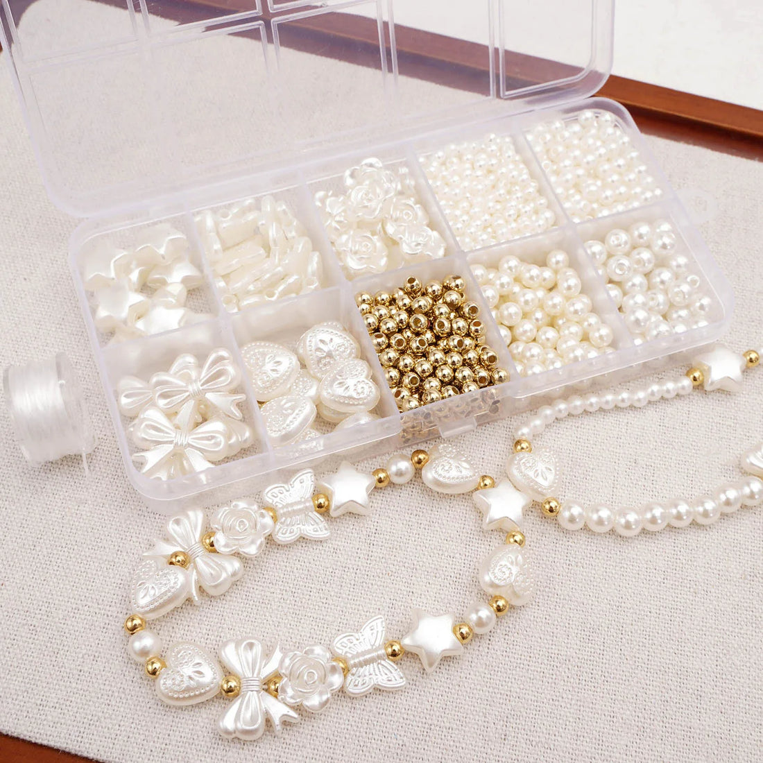 800pcs Faux Pearl Beads Kit Jewelry Making Spacer Supplies