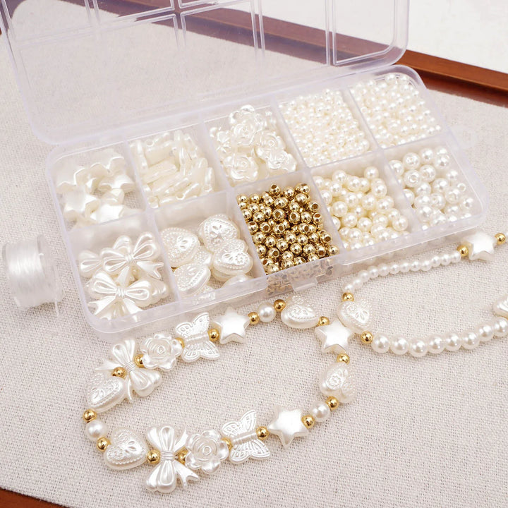 800pcs Faux Pearl Beads Kit Jewelry Making Spacer Supplies