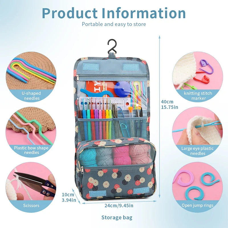 Crochet Hook Set Knitting Needles DIY Craft Tools Bag