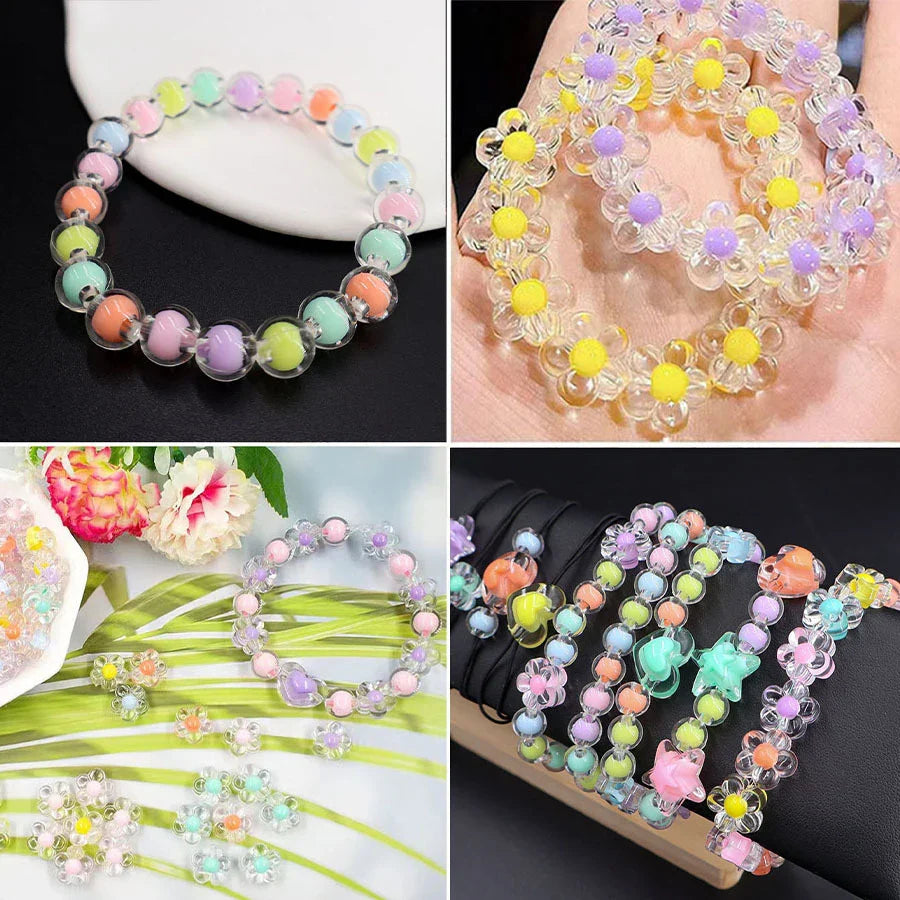 24 Grid Acrylic Beads Kit Heart Star Flower Jewelry