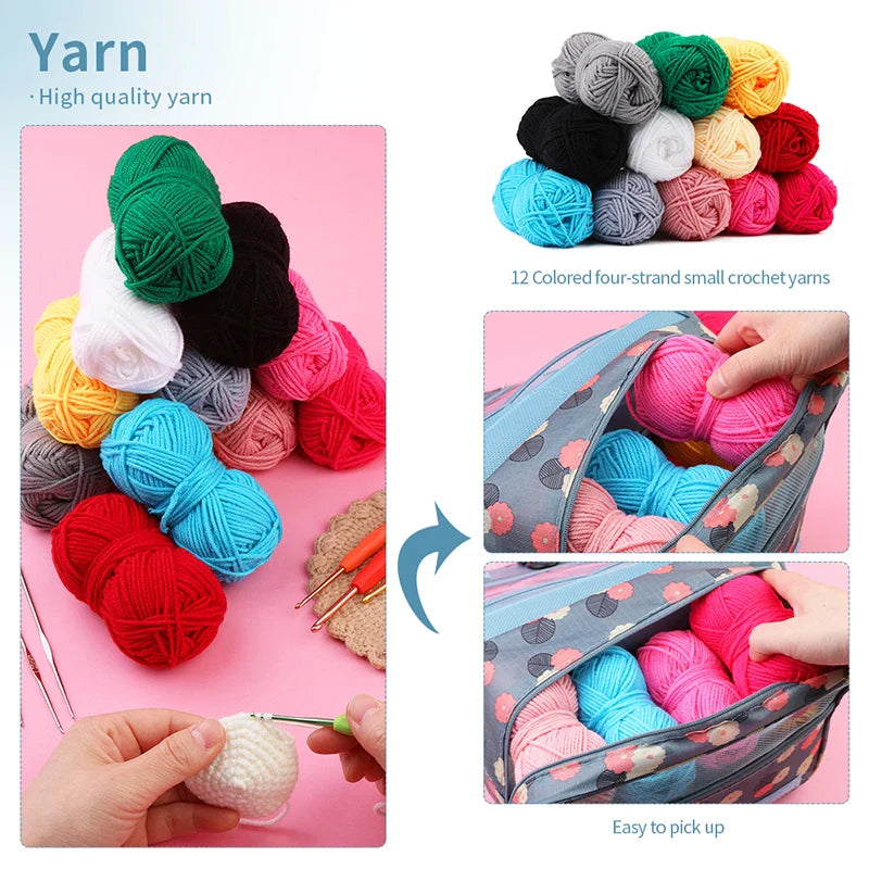 Crochet Hook Set Knitting Needles DIY Craft Tools Bag