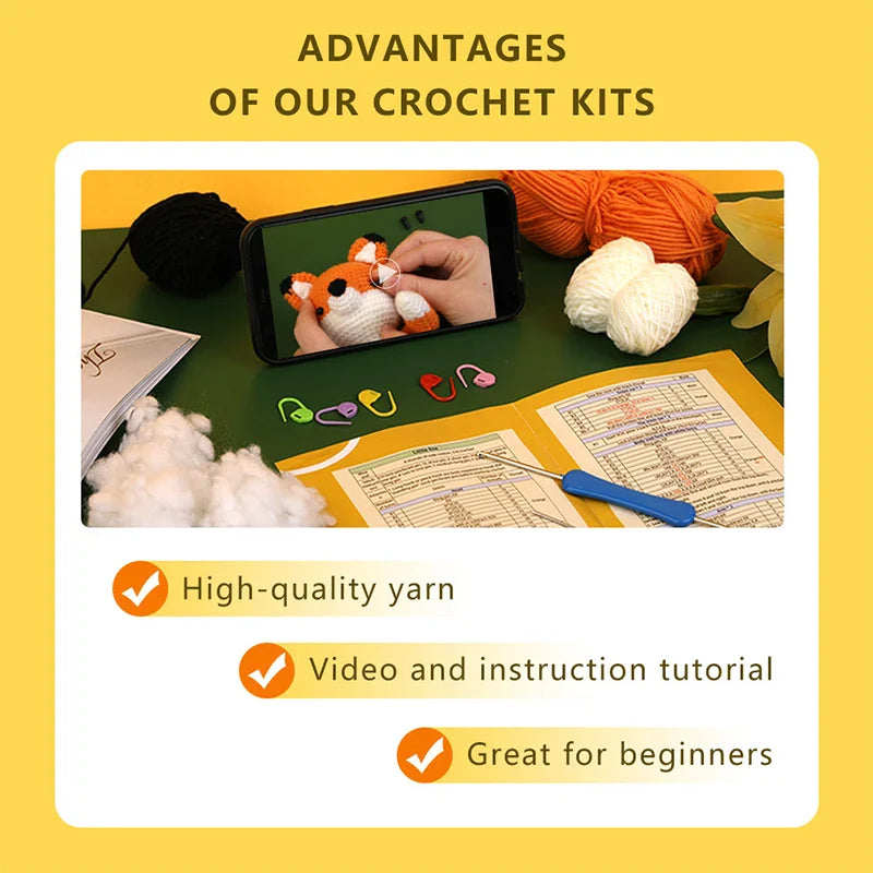 Crochet Animal Kit Beginner Yarn Hook DIY Craft