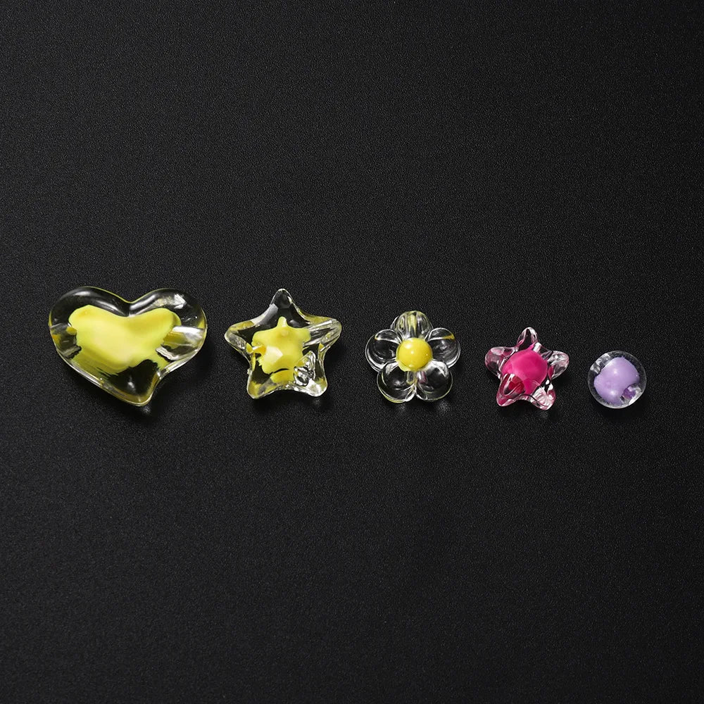 24 Grid Acrylic Beads Kit Heart Star Flower Jewelry