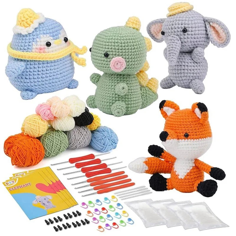 Crochet Animal Kit Beginner Yarn Hook DIY Craft