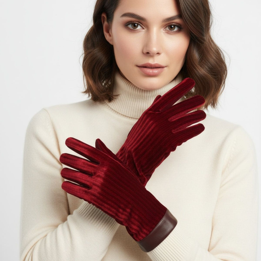 Winter Leather Touchscreen Gloves with Fur Stripe – Stylish Casual Accessory