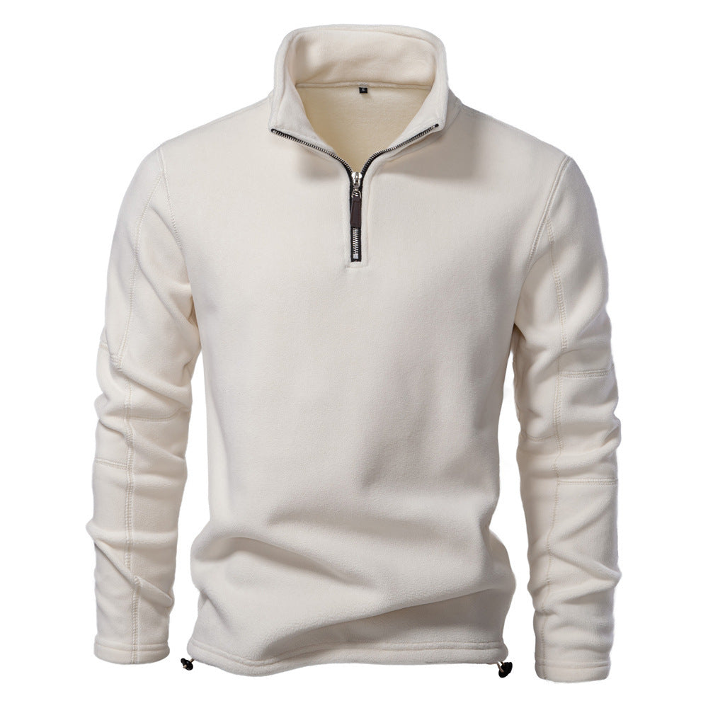Mens Stand Collar Zipper Sweatshirt Fleece Winter Casual Pullover