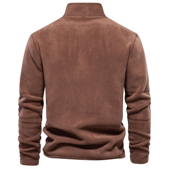 Mens Stand Collar Zipper Sweatshirt Fleece Winter Casual Pullover